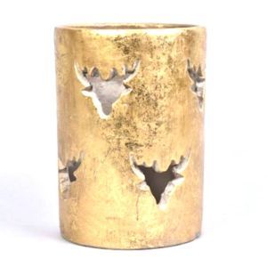 Kerzenhalter Rentiermotiv Gold 24 x 17 cm
