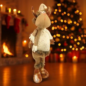 white and gold standing reindeer decoration Studio